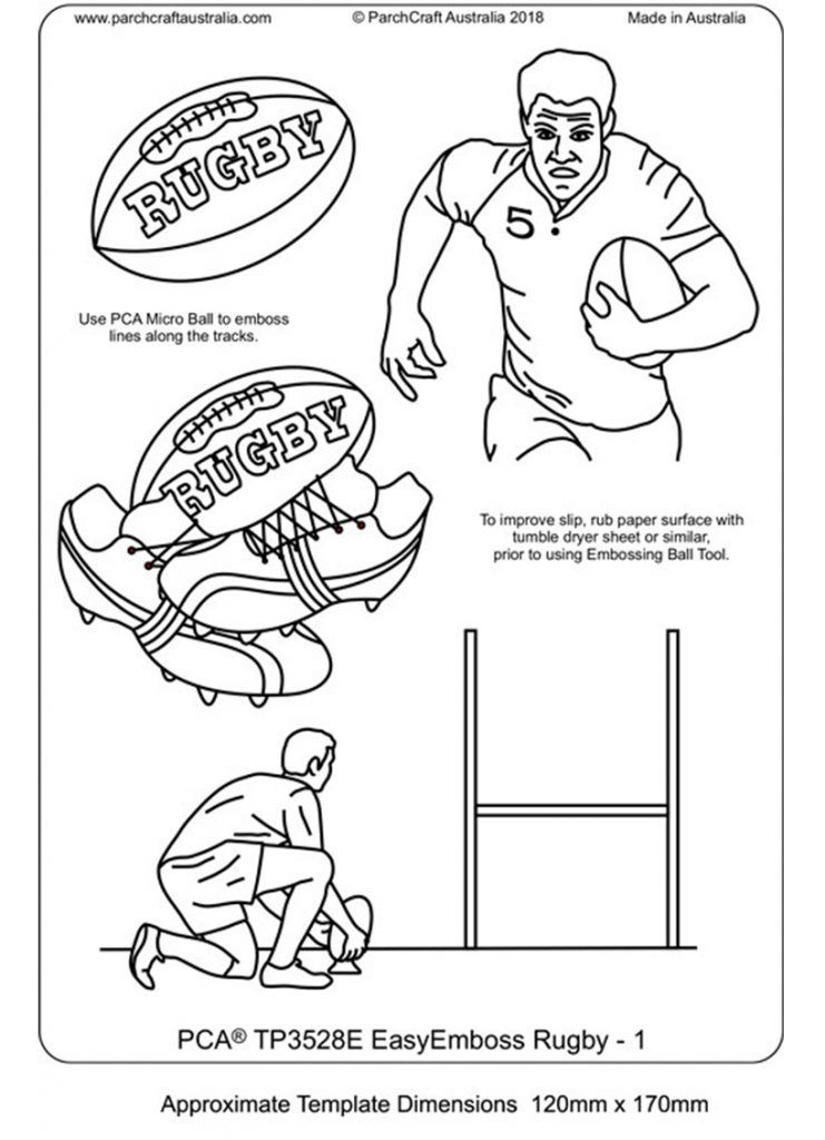 TP3528E EasyEmboss Rugby 1 Template Parchment Worldwide